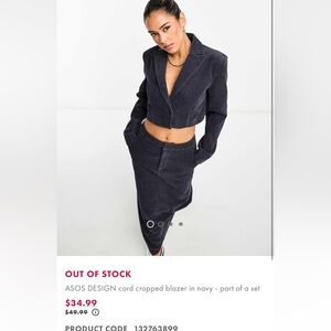 Navy Corduroy skirt & blazer set (2 pcs)
